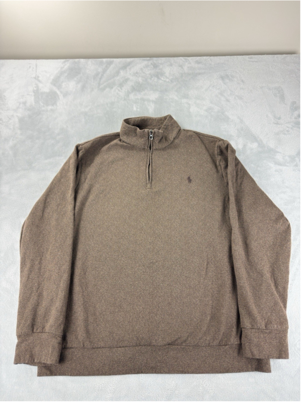Polo Ralph Lauren Men's Size XL 1/4 Brown Quarter Zip Pullover Cozy Fall Winter